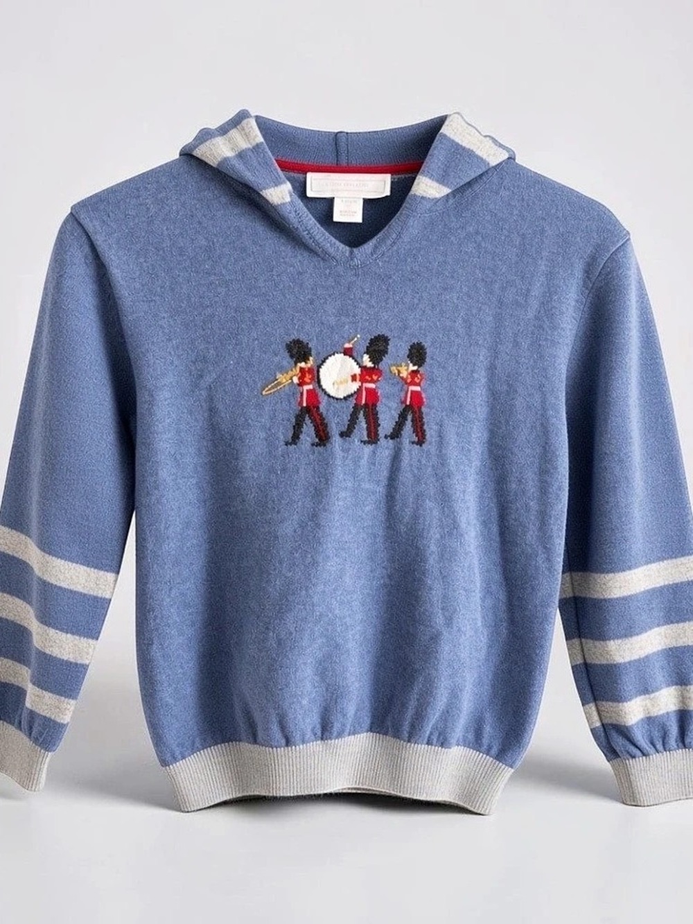 the little white company Striped Hooded Sweater Blue & Gray Boys Size 2-3YRS